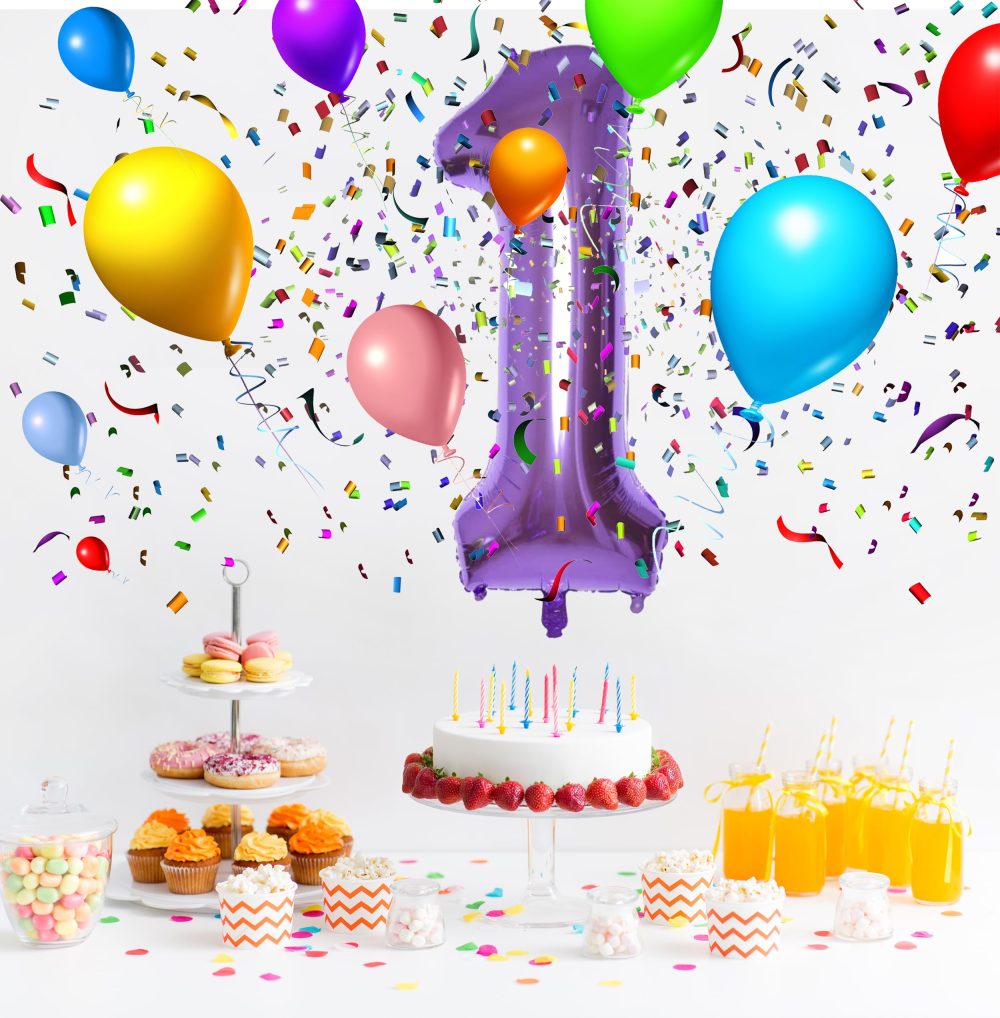 40Inch Number 1 Balloon Purple Helium 1 Balloon Number Self-Sealing for Birthday Party Decorations and Anniversary Party Décor(Purple1) - Image 4