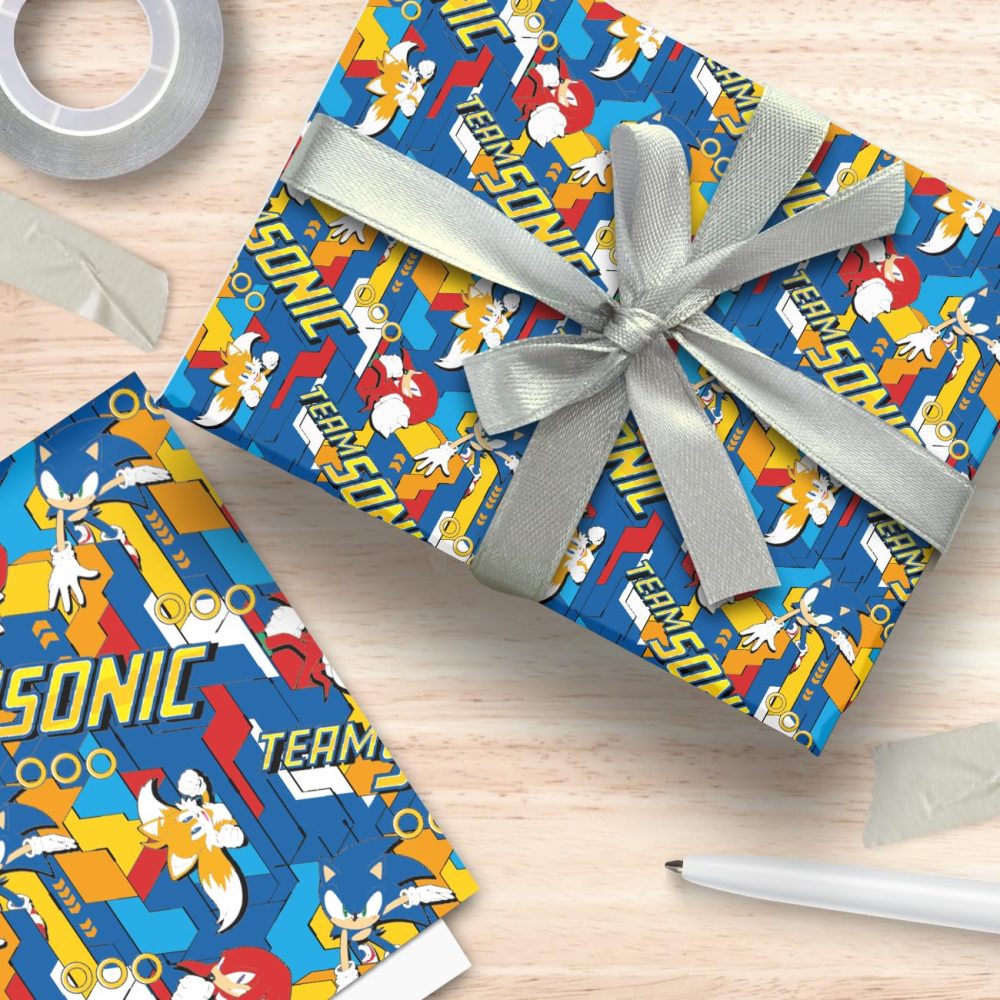 Danilo Sonic The Hedgehog Wrapping Paper, Two Sheet, Two Tags, Officially Licensed Gift Wrap, Recyclable, 70 x 50 when opened, multi-coloured - Image 7