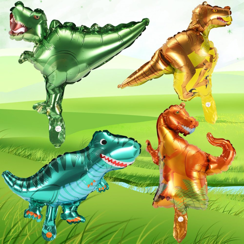 40 Inch Number Balloon with 4 Cute Dinosaur Balloons, Aluminum Foil Large Numeral Balloons Green Dino Balloons Set for Boys Girls Jungle Themed Birthday Party Decoration Supplies (Number 1) - Image 5