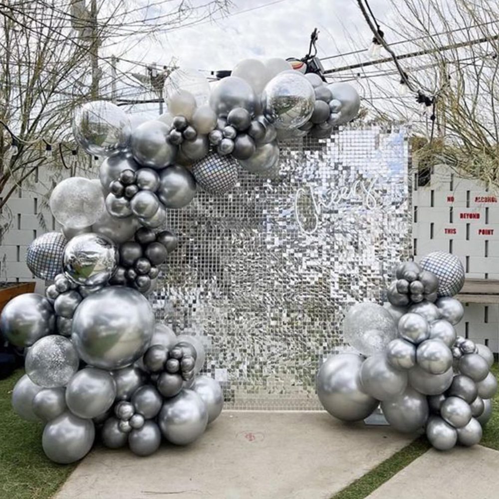 Silver Balloons Garland Arch Kit,120 Pcs Metallic Silver,Gray and White Foil Balloons Garland Different Sizes for Birthday Party Graduation Baby Shower Wedding Holiday Balloon Decoration - Image 4