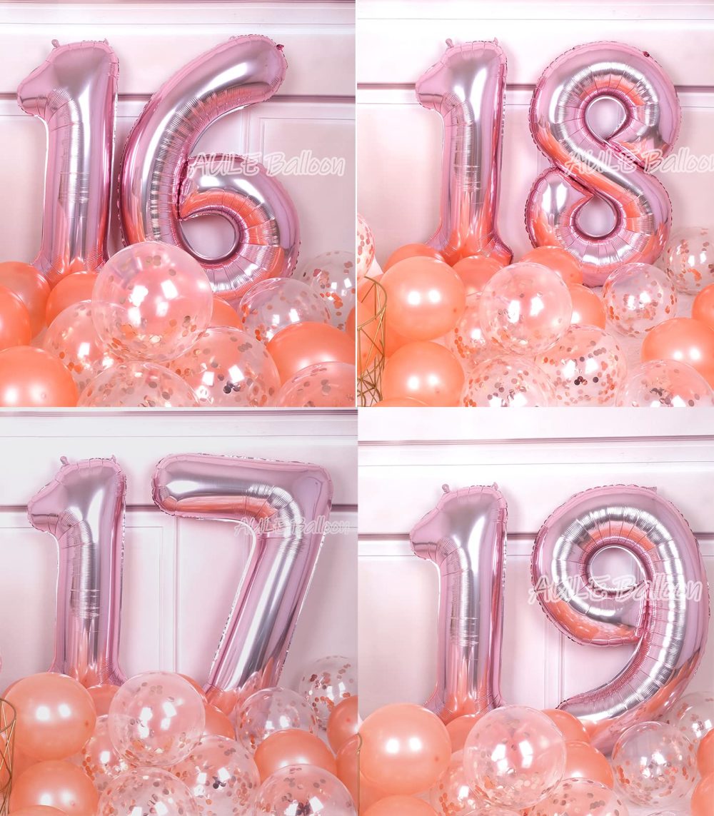 Rose Gold Number 1 Balloons: 40 Inch Large Foil Number Balloons Giant Helium Balloon Age 0-9 Big Mylar Balloons for Kids Girl 1st Birthday Party Baby Shower Party Decorations - Image 5