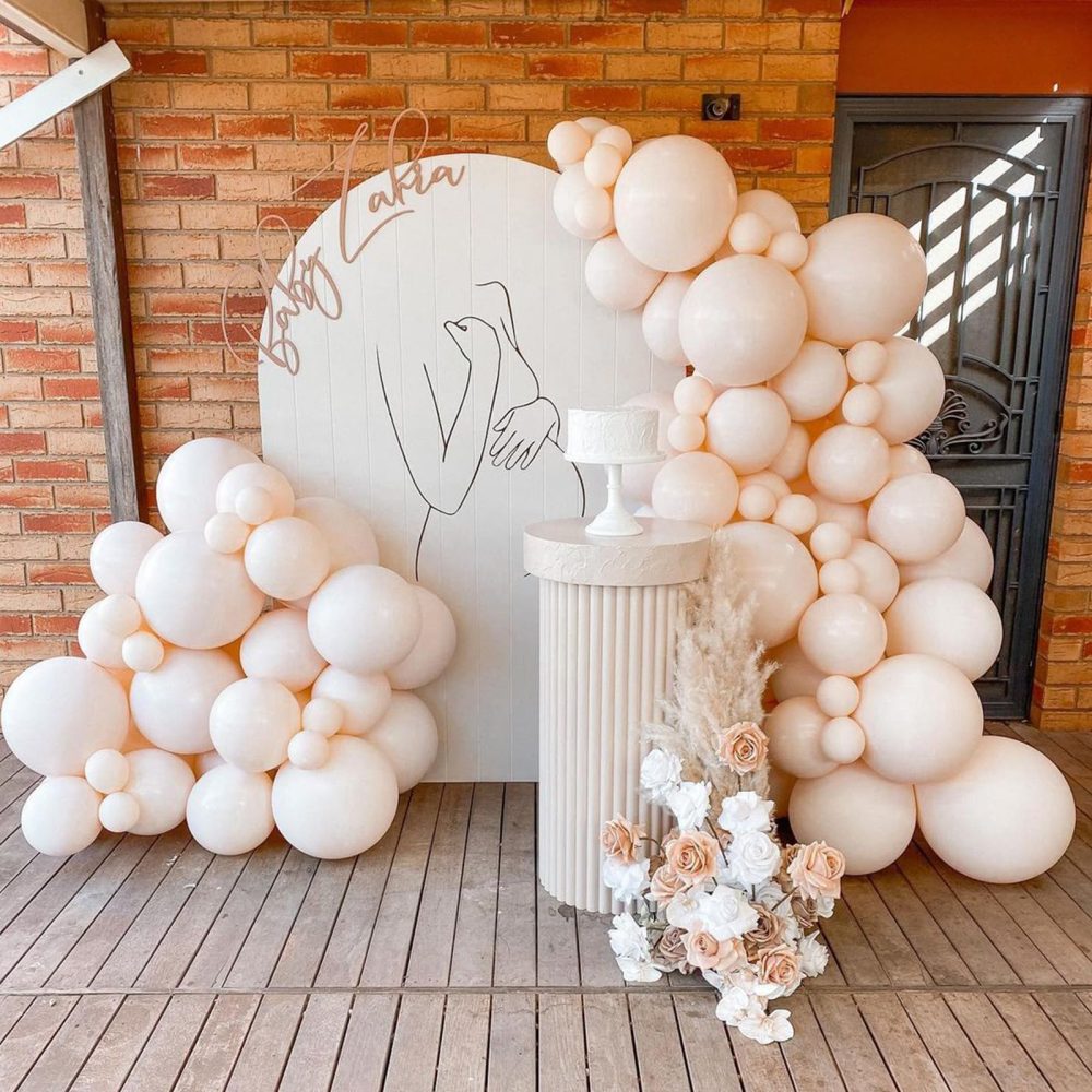 Double Stuffed Blush Balloons 18 12 10 5inch Cream Blush Pink Balloon Arch Garland Kit Different Sizes Pastel Peach Nude Helium Latex Balloons for Boho Birthday Wedding Bridal Shower Party Decorations - Image 6