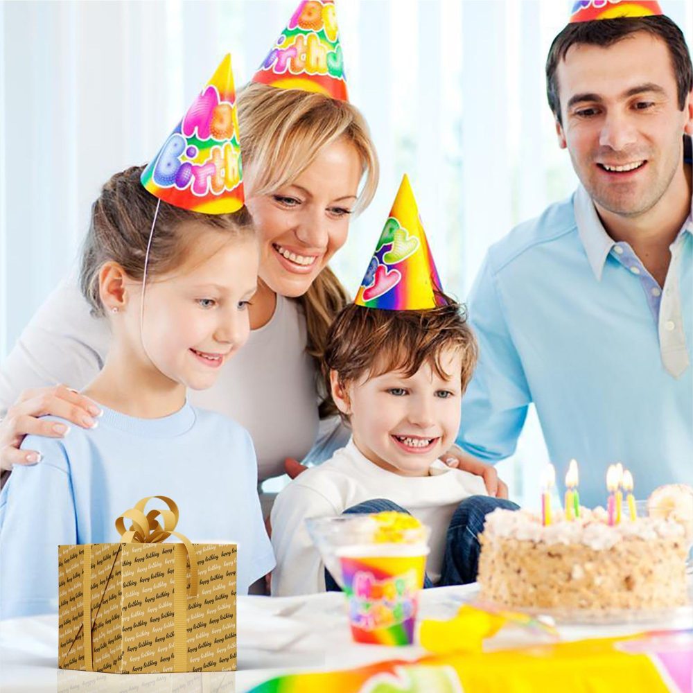 Happy Birthday Wrapping Paper Recyclable Folded Kraft Wrapping Paper Sheets Brown Packaging Paper Premium Gift Wrapper Great For Kids Adults Baby Girls Boys Women Men Birthday Party Arts & Crafts(2pc) - Image 4