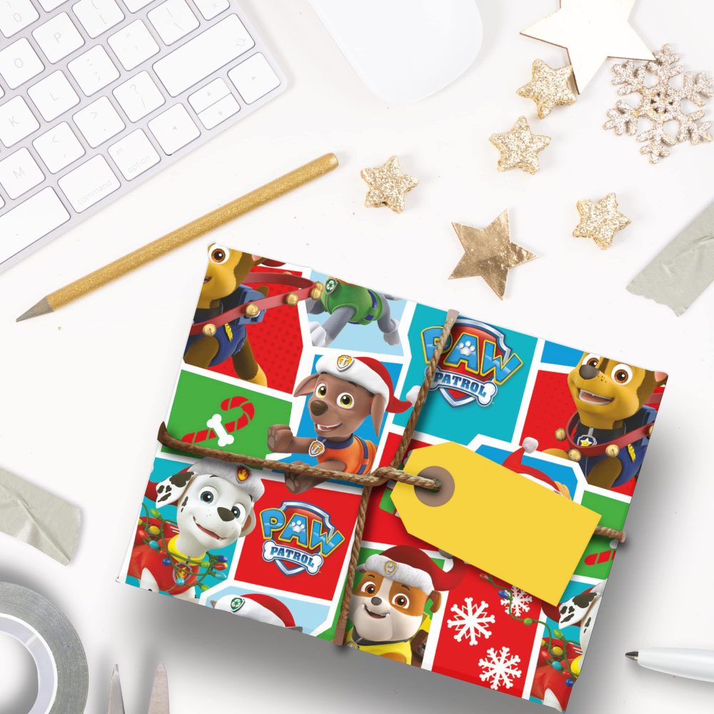 Paw Patrol Christmas Wrapping Paper, 4 Sheet Tag for Gift Wrap, 4 Sheets of Wrapping Paper - Image 2