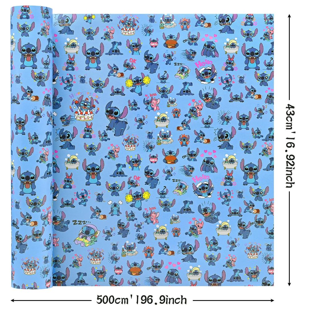 43cmx5m Birthday Wrapping Paper Roll, Gift Wrapped Paper for Kid Cartoon (Blue) - Image 5
