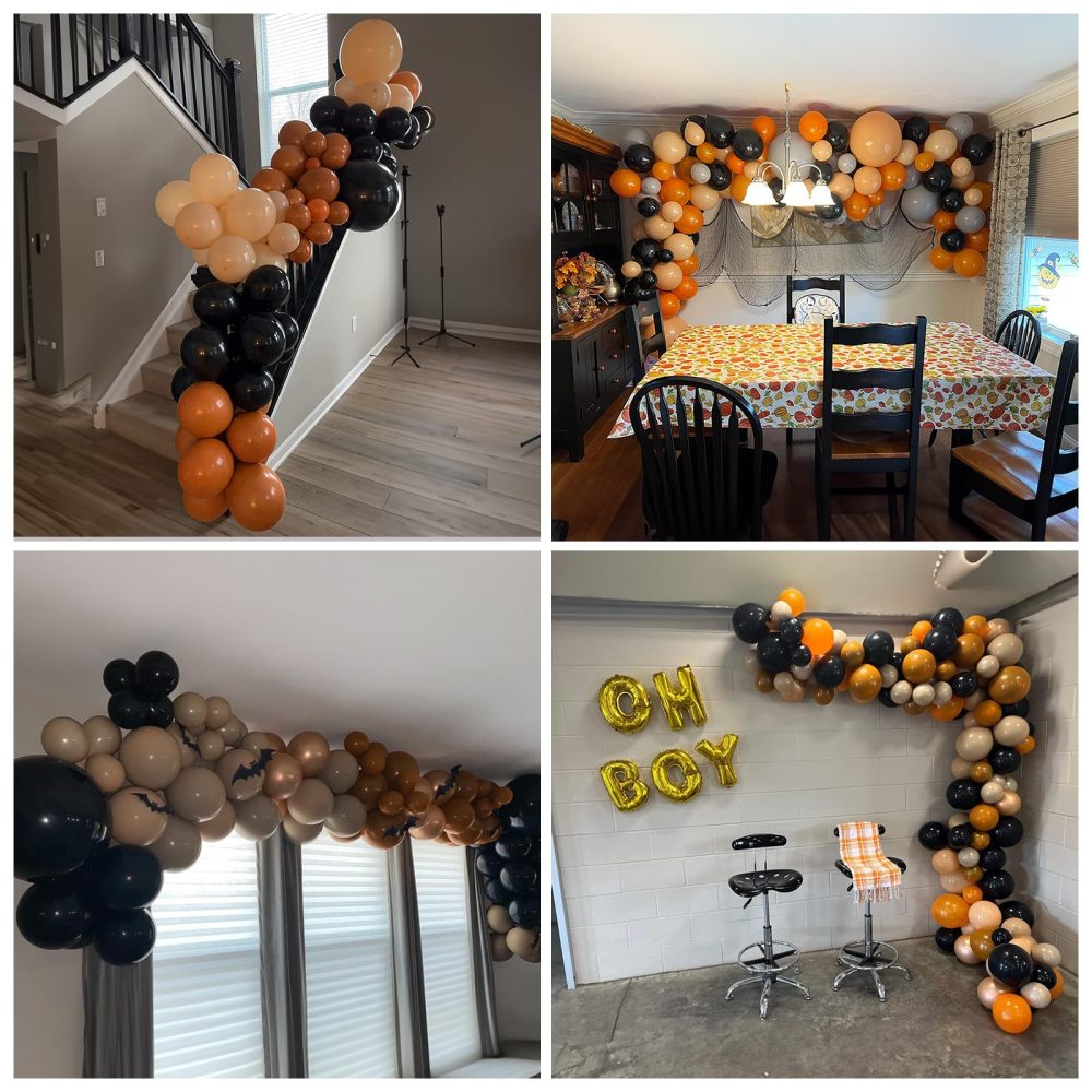 Black Orange Balloons Arch Kit, Black Brunt Orange and Apricot Balloon Garland Kit, BLack Orange Beige and Metallic Gold Latex Balloons Set for Boho Birthday Baby Shower Halloween Party Decorations - Image 3