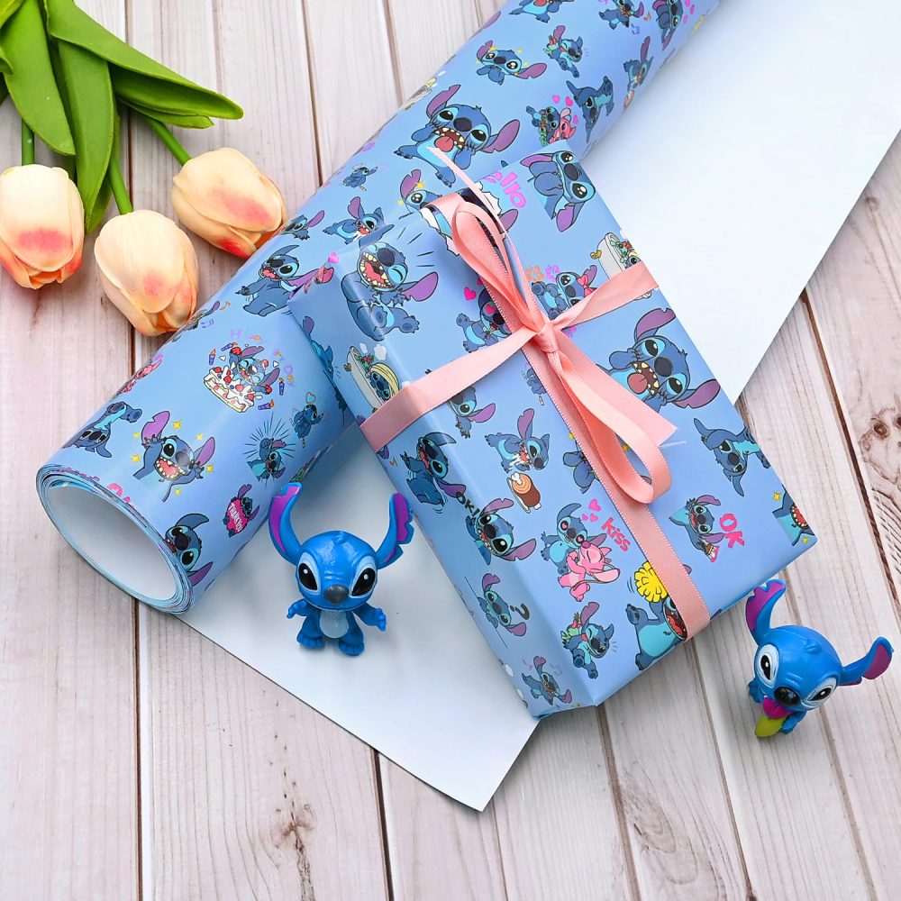 43cmx5m Birthday Wrapping Paper Roll, Gift Wrapped Paper for Kid Cartoon (Blue) - Image 6