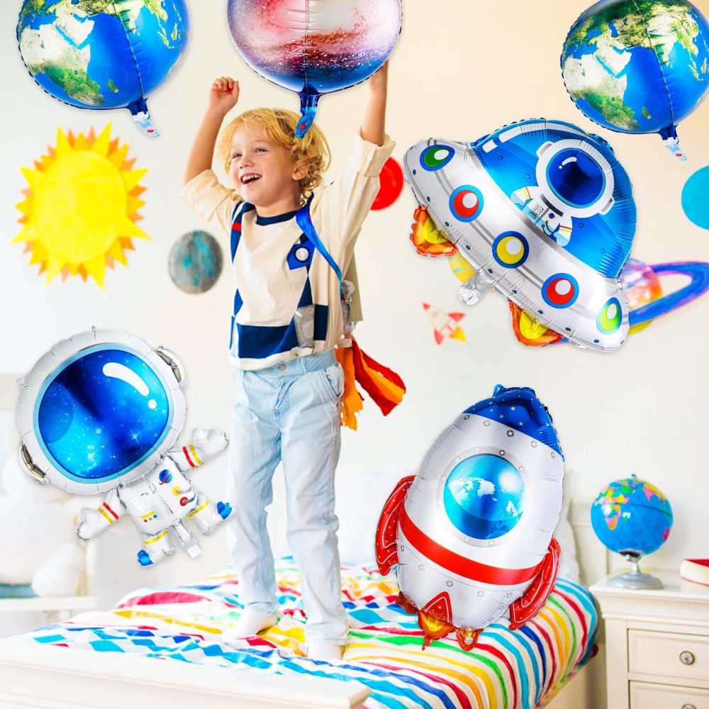 Prasacco 7 Pieces Large Space Balloons, Planet Astronaut Rocket Earth Balloon Kid Party Balloons Outer Space Galaxy Balloon Space Themed Party Decoration for Galaxy Birthday Party Photo Booth - Image 6