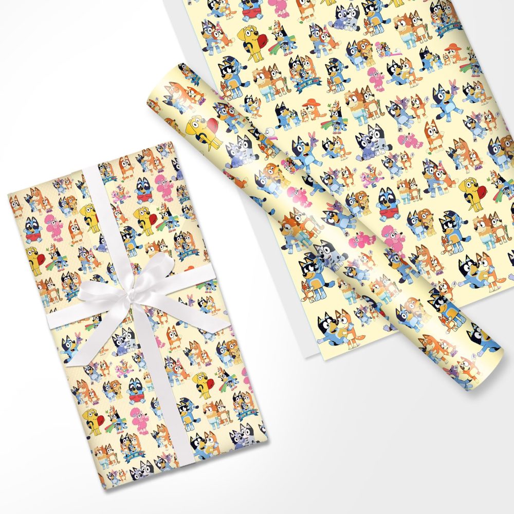 B Bluey Wrapping Paper 5 Sheets of 50 cm x 70cm Birthday Gift Wrapping Paper Durable Surprises Gift Wrap Pack for Kids Birthday, Recyclable Gift Wrapping Paper, Party Storage Festive Decoration - Image 5