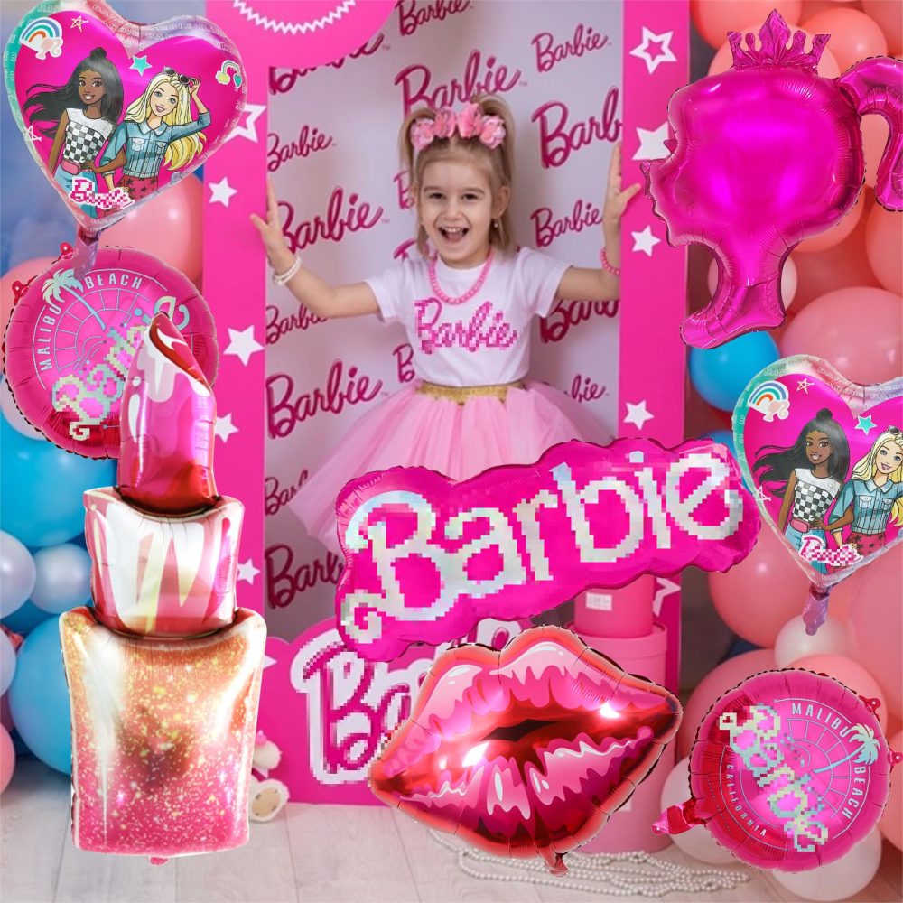 8PCS Barb Balloons, Hot Pink Foil Balloon, Pink Helium Balloons Foil Balloon for Kids Girl Birthday Party Theme Party Decorations - Image 4