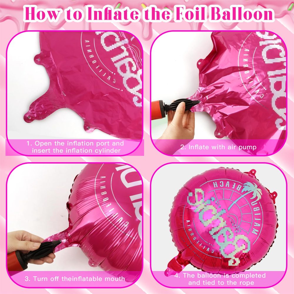 8PCS Barb Balloons, Hot Pink Foil Balloon, Pink Helium Balloons Foil Balloon for Kids Girl Birthday Party Theme Party Decorations - Image 6