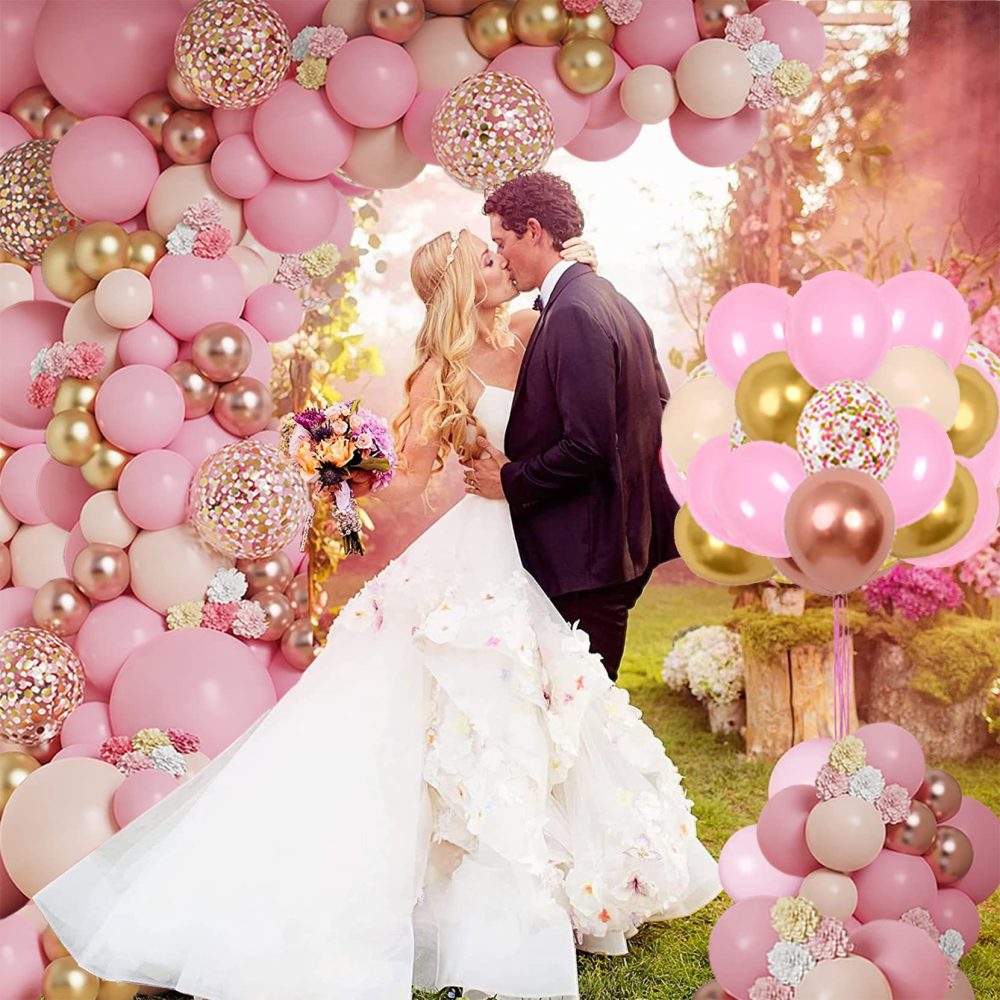 Aapxi Pink Balloon Arch Kit - 128pcs Pink Balloons Party Decorations For women - Wedding Balloons Rosegold pink cream confetti- Birthday Decorations pink - Image 7