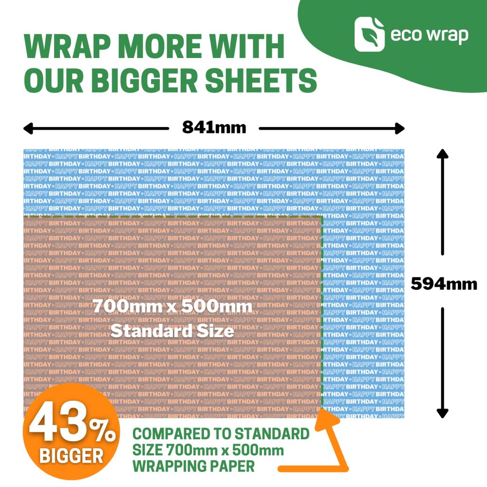 4 x Sky Blue Wrapping Paper - HUGE 84cm x 60cm Eco Friendly Recyclable Premium Manchester City Coventry Birthday Gift Wrap (4 Sheets & 4 Tags) - Image 5