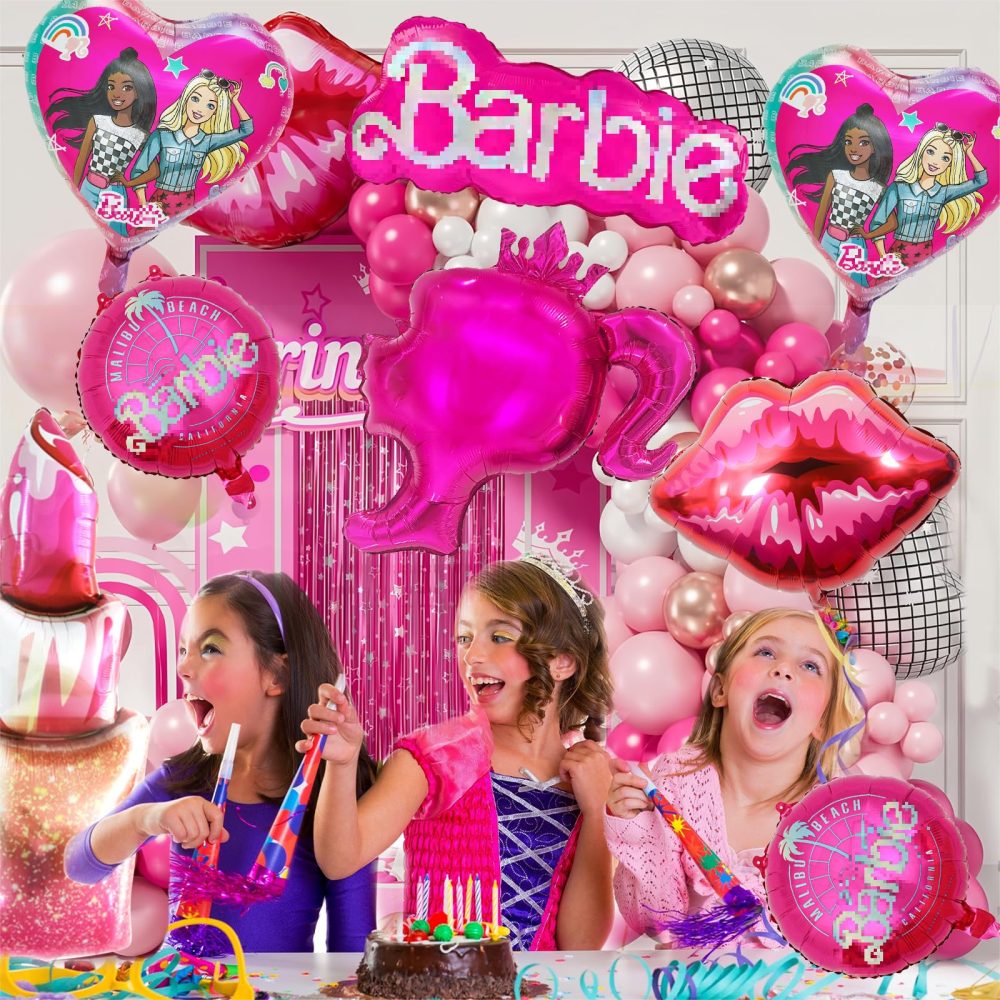 8PCS Barb Balloons, Hot Pink Foil Balloon, Pink Helium Balloons Foil Balloon for Kids Girl Birthday Party Theme Party Decorations - Image 2