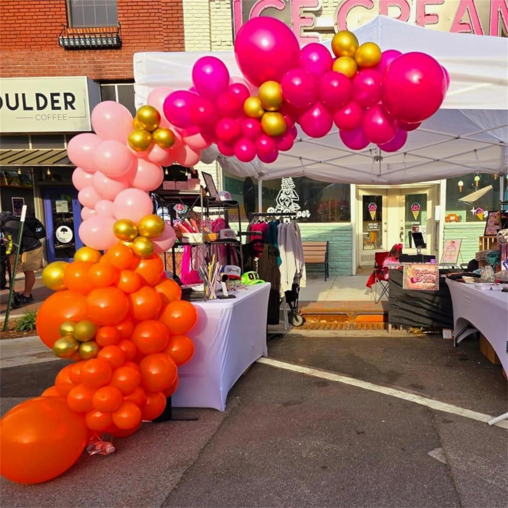Pink and Orange Balloons Arch Kit, 122 Pcs Hot Pink Orange with Metallic Gold Latex Balloon Garland, Pastel Pink Orange Gold Balloon for Birthday Summer Tropical Wedding Groovy Theme Party Decorations - Image 4