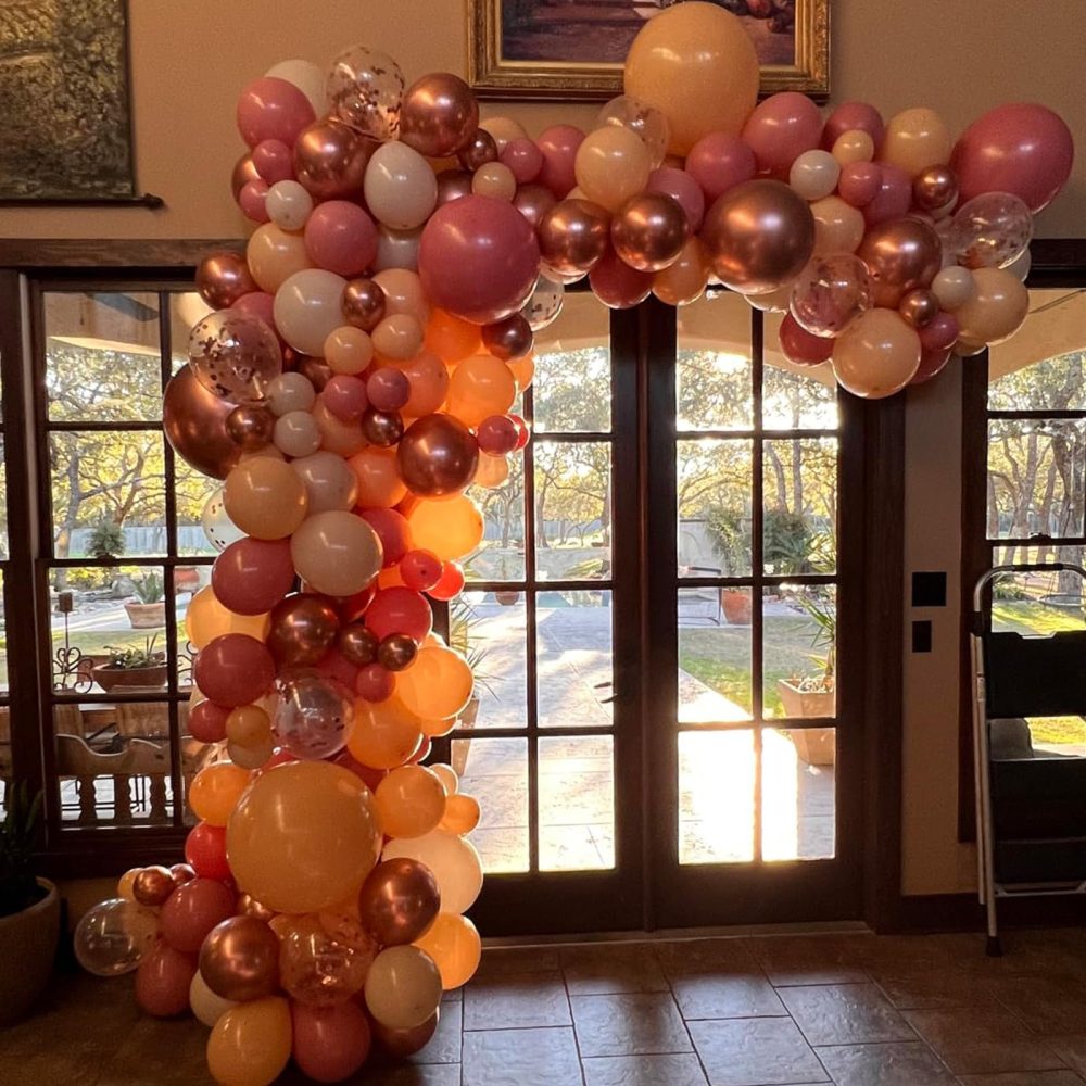 Boho Balloon Arch Pink Beige Balloon Garland Kit, 108 Packs Dusty Pink Blush Nude Cream Balloon and Metallic Rose Gold Confetti Balloons for Baby Shower Girl Birthday Wedding Decorations Suppliers - Image 3