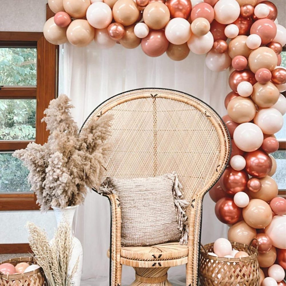 Boho Balloon Arch Pink Beige Balloon Garland Kit, 108 Packs Dusty Pink Blush Nude Cream Balloon and Metallic Rose Gold Confetti Balloons for Baby Shower Girl Birthday Wedding Decorations Suppliers - Image 2