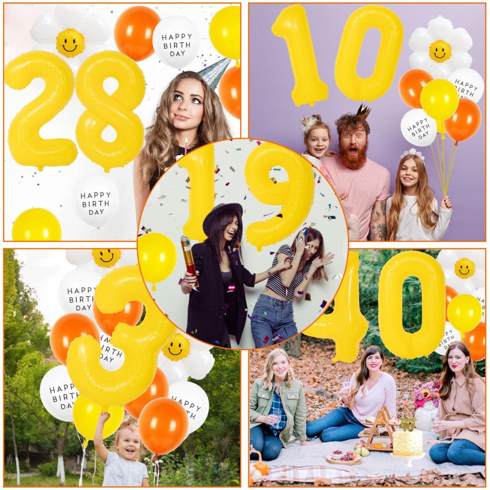 1st Birthday Balloon Set, VUCDXOP 13pcs Yellow Birthday Balloons Set of Large Foil Number 1 Balloon, Foil Balloon, Latex Balloons, 1st Birthday Decorations for Girls Party Anniversary Supplies - Image 4