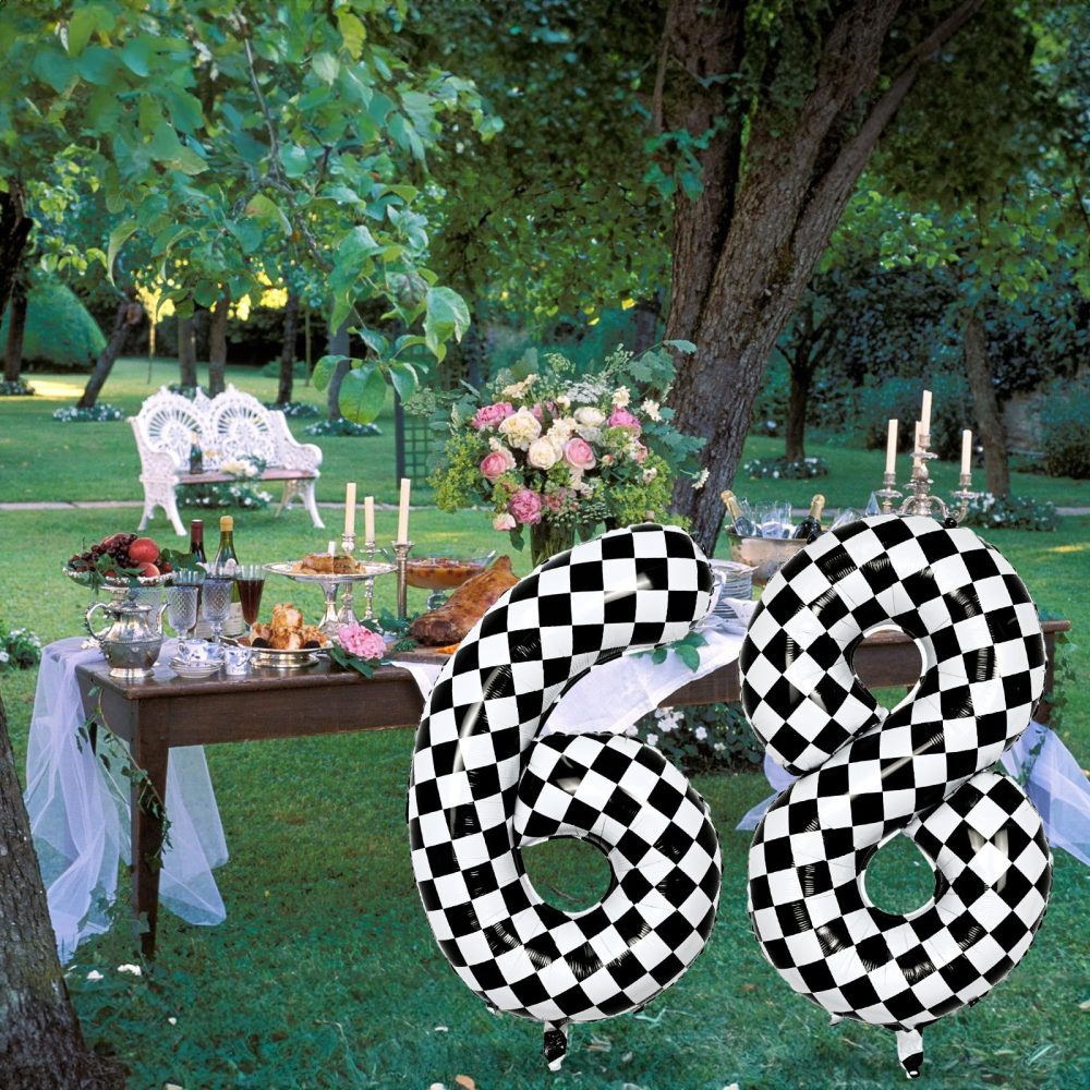 Checkered Number Balloon 1, Large Self Inflating Black and White Number 1 Balloon Decor, 40 Inch Helium Foil 1 Racing Balloons for Girls Boys 1st Birthday Fast Race Car Flag Party Decorations Supplies - Image 3