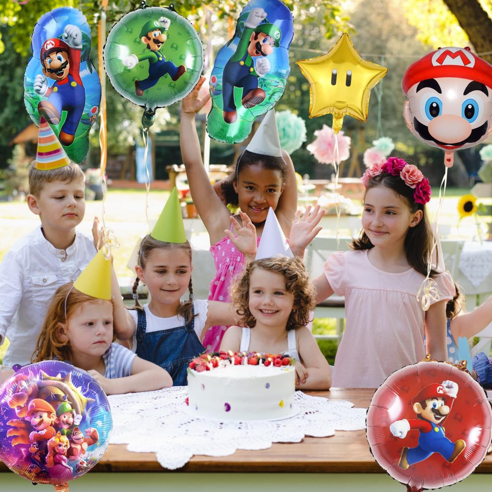 Ma-rio Birthday Party Decorations for Girls Boys- Super Mar Foil Balloons Bros Happy Birthday Party Decorations Latex Helium Balloons for Kids Baby Shower Christmas Birthday Theme Party Supplies - Image 5