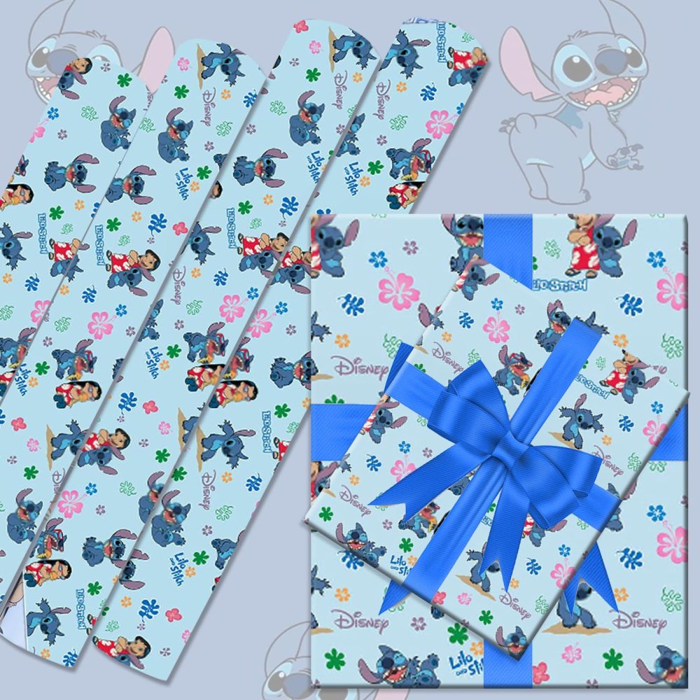 SupaWeiss 5Pcs Stichs Wrapping Paper,50 * 70cm Birthday Wrapping Paper,Cartoon Pattern Gift Wrapping Paper Sheets,Bluey Gift Wrap for Boys Girls,Wrapping Paper for Birthday,Christmas,Party,Festive - Image 6