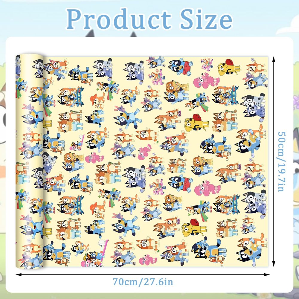 B Bluey Wrapping Paper 5 Sheets of 50 cm x 70cm Birthday Gift Wrapping Paper Durable Surprises Gift Wrap Pack for Kids Birthday, Recyclable Gift Wrapping Paper, Party Storage Festive Decoration - Image 6