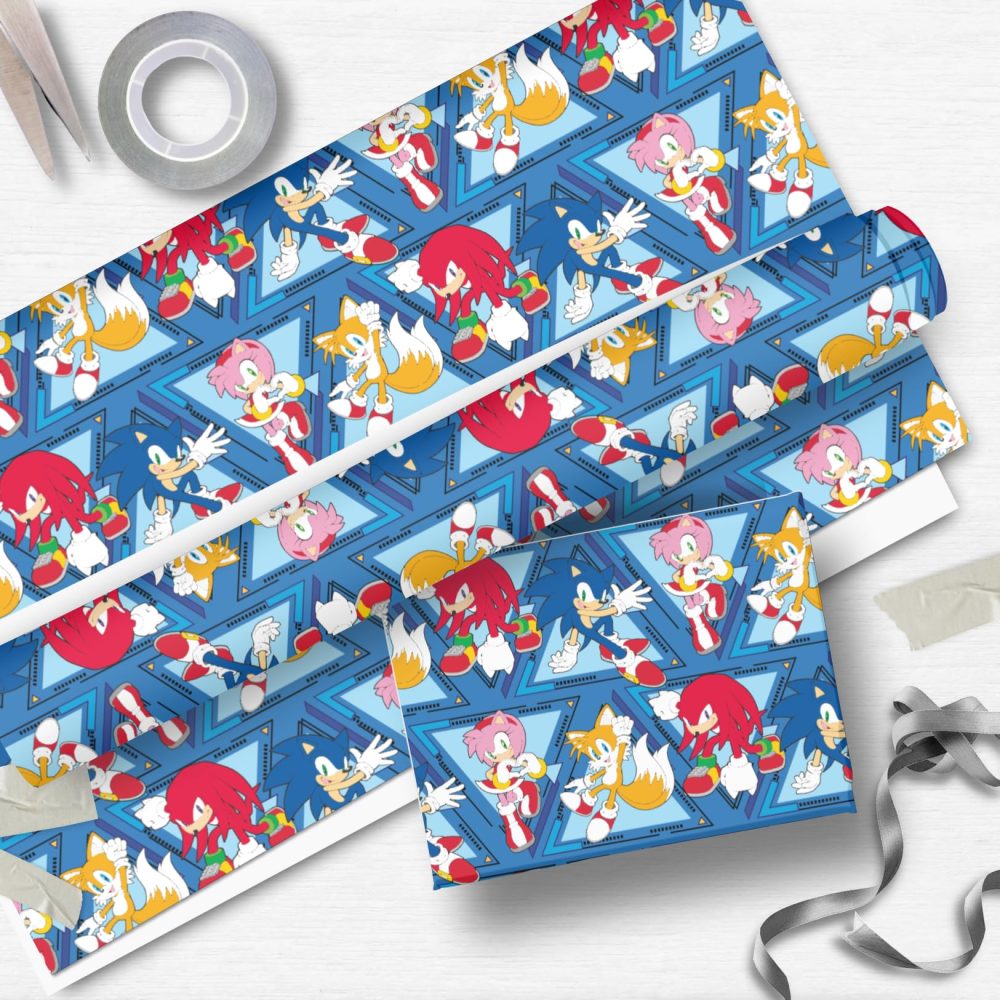 Sonic The Hedgehog 4 Metres Wrapping Paper, Gift Wrap Roll 4metres x 70cm Opened. Sonic The Hedgehog Officially Licensed Product, Responsibly Sourced, FSC Multi-Colour - Image 5