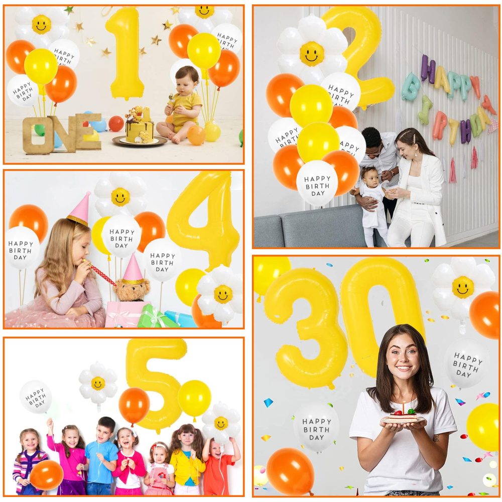 1st Birthday Balloon Set, VUCDXOP 13pcs Yellow Birthday Balloons Set of Large Foil Number 1 Balloon, Foil Balloon, Latex Balloons, 1st Birthday Decorations for Girls Party Anniversary Supplies - Image 6