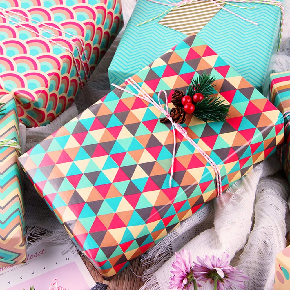 Wrapping Paper Sheets-Birthday Wrapping Paper Set Included 6 Gift Wrap Papers with Sticker,Ribbon-Eco Present Gift Wrapping Paper Birthday for Women,Men,Female,Girl,Boy,Adult,Any Occasion - Image 2