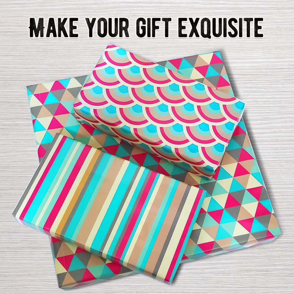 Wrapping Paper Sheets-Birthday Wrapping Paper Set Included 6 Gift Wrap Papers with Sticker,Ribbon-Eco Present Gift Wrapping Paper Birthday for Women,Men,Female,Girl,Boy,Adult,Any Occasion - Image 5