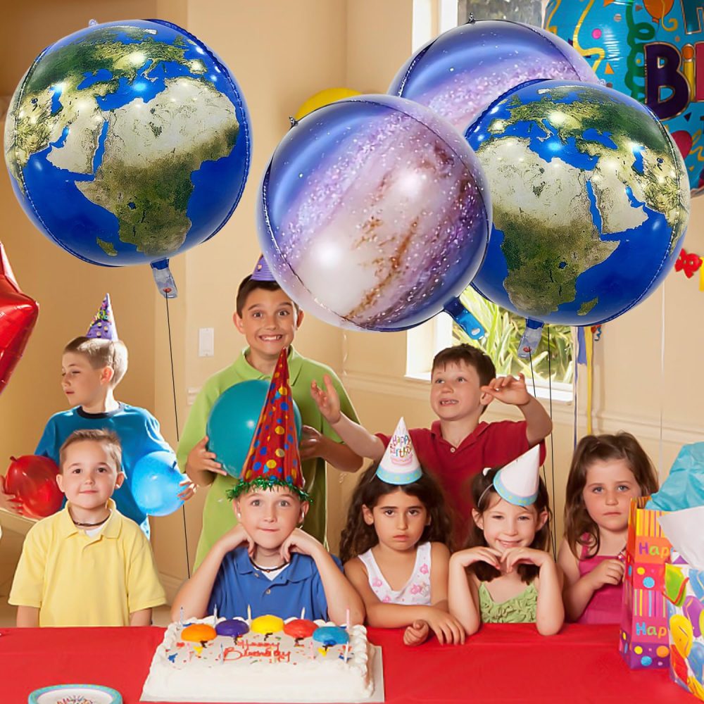 3Pcs Earth Balloons, 3Pcs Starry Sky Balloons, Party Decoration Balloons, World Foil Balloons, Globe Balloons - Image 5