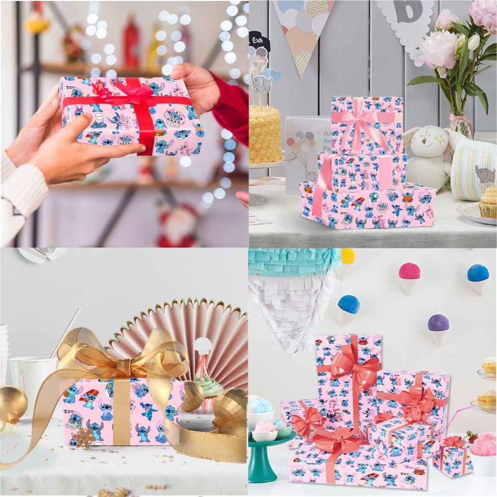 S2 Wrapping Paper 5 Sheets of 50 cm x 70cm Birthday Gift Wrapping Paper Durable Surprises Gift Wrap Pack for Kids Birthday, Recyclable Gift Wrapping Paper, Party Storage Festive Decoration - Image 4