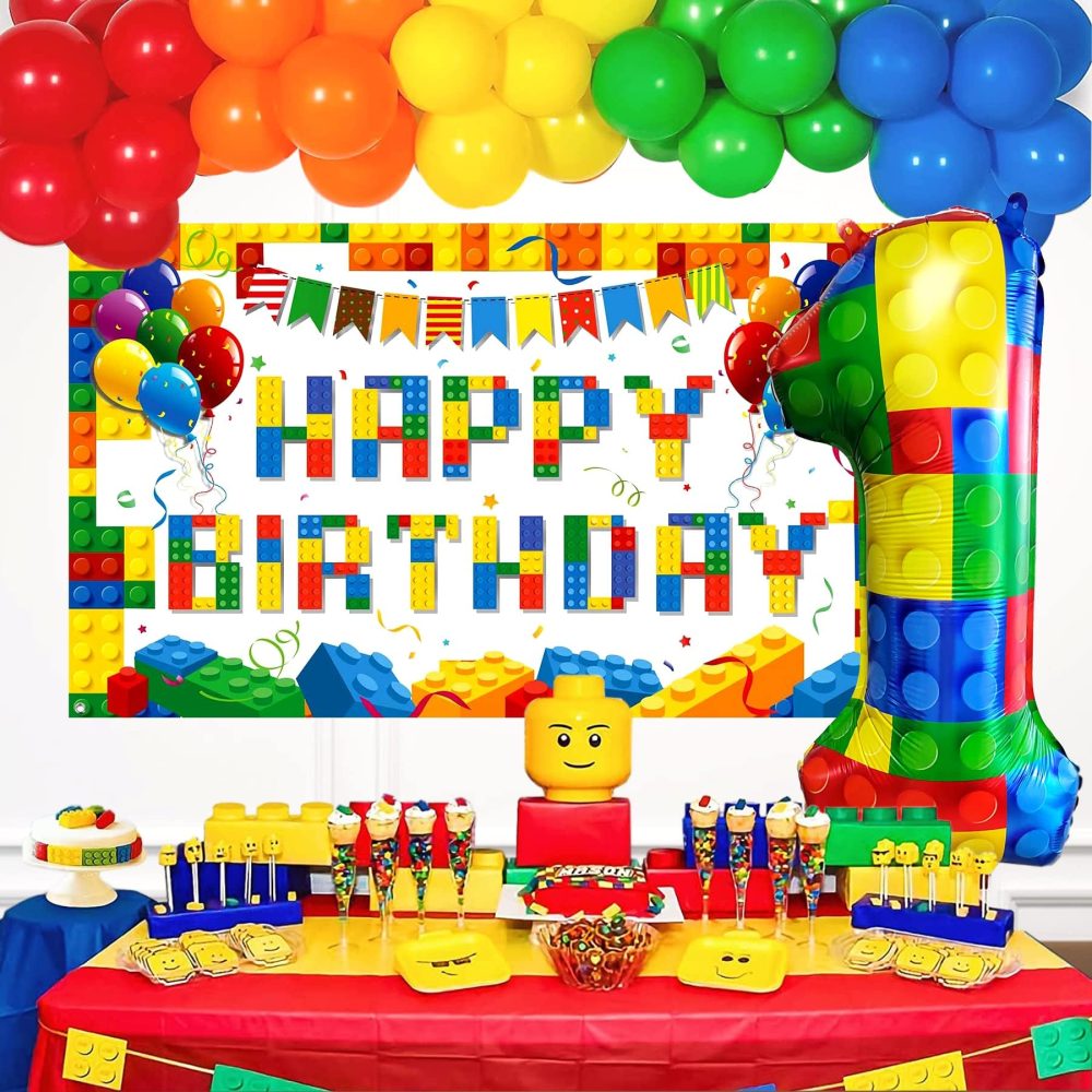CHANGZHONG 32 Inch Building Block Number 1 Balloons 1 Years Old Balloons Large Big Helium Foil Mylar Balloon for Birthday Party Decoration Supplies - Image 4