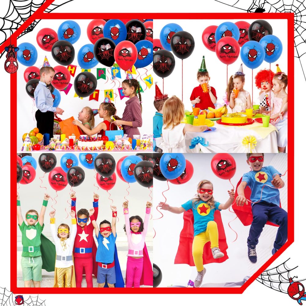 30PCS Spiderman Birthday Party Balloons Decoration, 12inch Latex Balloons Red Blue Black for Kid Boys Spider man Theme Birthday Party Supplies (Spiderman Party Balloon, 30) - Image 3
