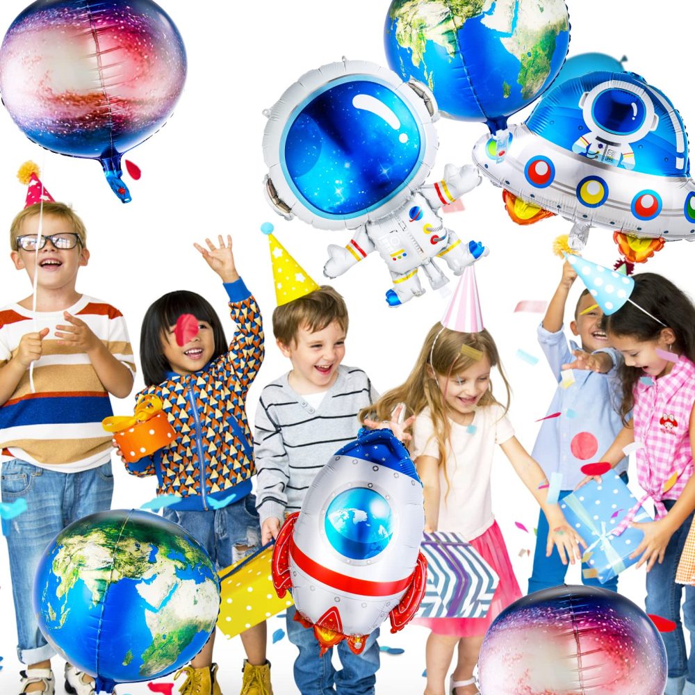 Prasacco 7 Pieces Large Space Balloons, Planet Astronaut Rocket Earth Balloon Kid Party Balloons Outer Space Galaxy Balloon Space Themed Party Decoration for Galaxy Birthday Party Photo Booth - Image 5