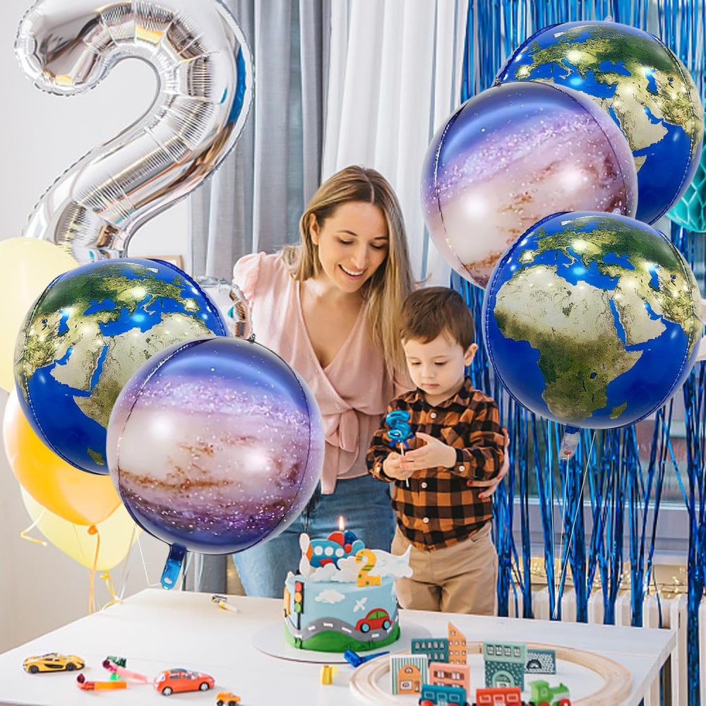 3Pcs Earth Balloons, 3Pcs Starry Sky Balloons, Party Decoration Balloons, World Foil Balloons, Globe Balloons - Image 2