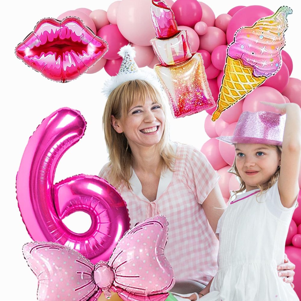 QY ManCang Hot Pink Number 6 Balloon Arch Kit (1 piece, Female) - Image 3