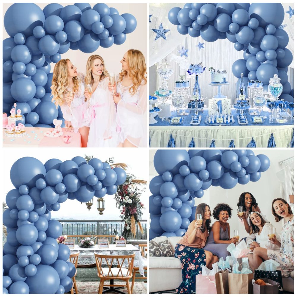 Biapian Dusty Blue Balloons, 104PCS Grey Balloon Garland Arch Kit With 18/12/10/5 Inch Retro Grayish Latex Different Sizes Balloons for Birthday Baby Shower Wedding Party Decorations, Medium - Image 4