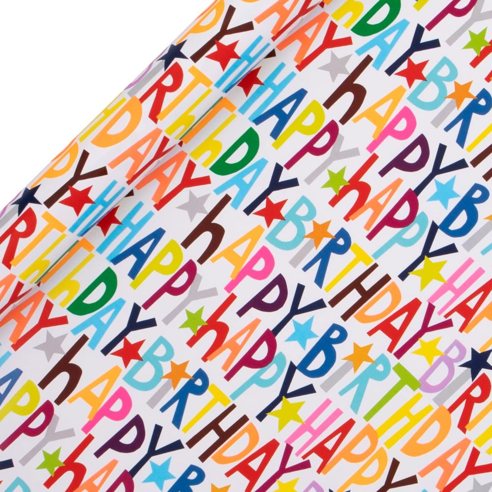 Glick RPS117 Luxury Roll Wrap, Multi-coloured Happy Birthday Wrapping Paper, Perfect for Gift Wrapping, Birthday Multi-coloured Wrapping Paper, Wrapping Paper Birthday, 4M x 700MM