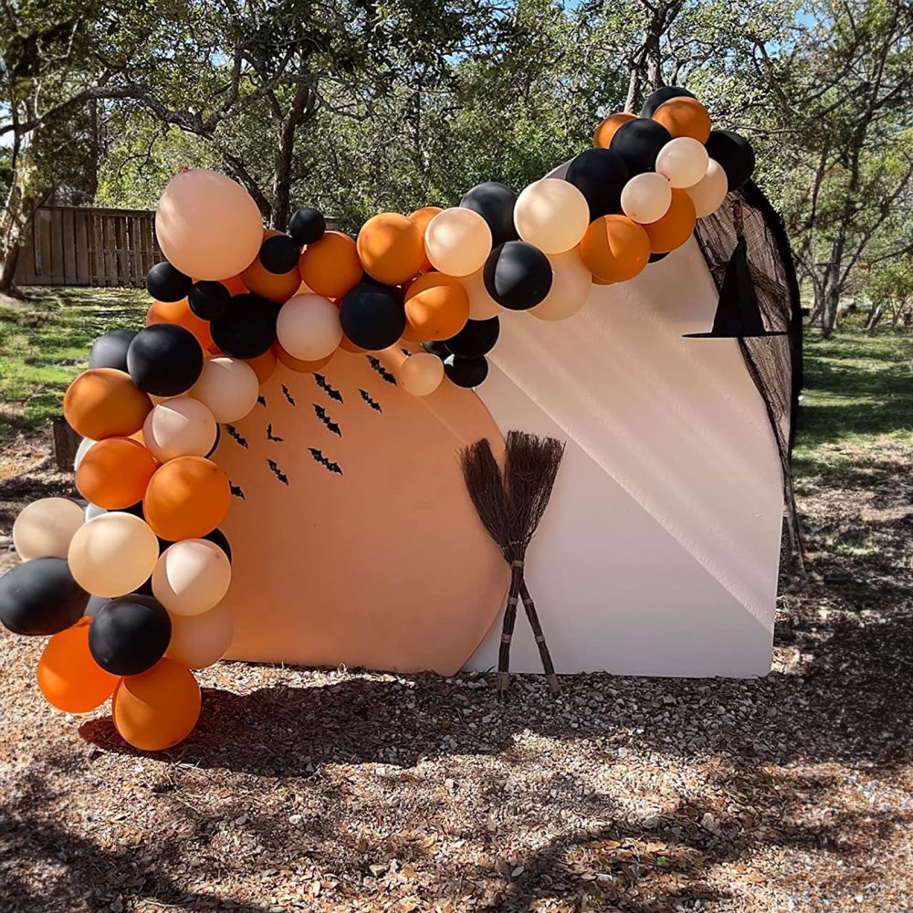 Black Orange Balloons Arch Kit, Black Brunt Orange and Apricot Balloon Garland Kit, BLack Orange Beige and Metallic Gold Latex Balloons Set for Boho Birthday Baby Shower Halloween Party Decorations - Image 4