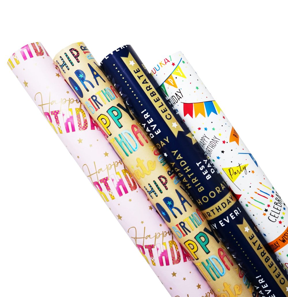 Pack of 4 x 3M Happy Birthday Gift Wrapping Paper roll - Perfect for Birthday, Festival, Party or Wedding Gift and Festive Decoration - Image 7