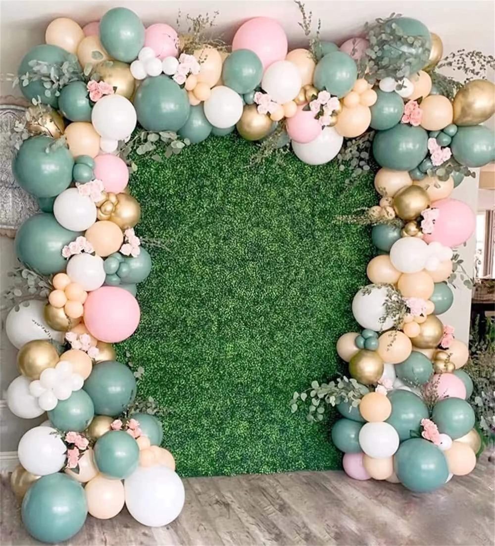 Sage Green Balloon Arch Kit, 120pcs Olive Green Pink Peach Blush Balloons Garland Kit With Metallic Gold Balloon, Pastel Pink Balloons for Birthday Wedding Baby Shower Gender Reveal Party Decoration - Image 4
