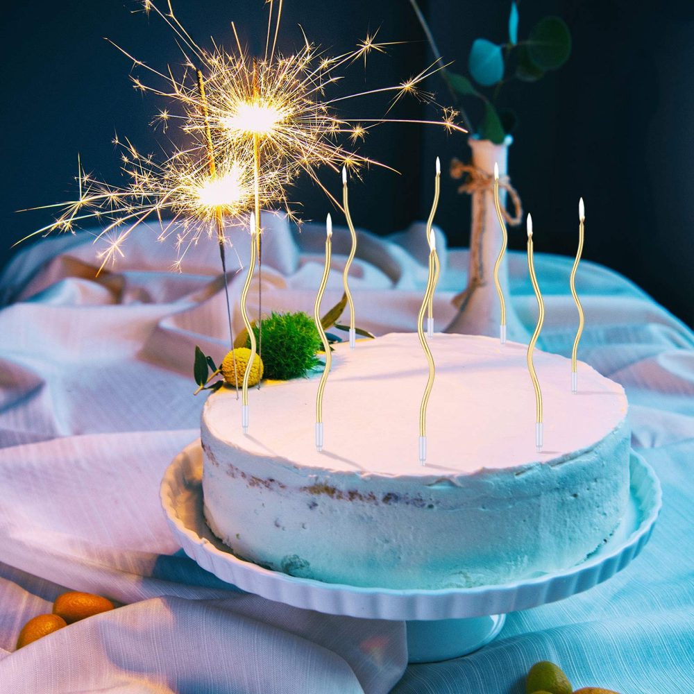 LUTER 24pcs Metallic Birthday Candles in Holders Spiral Birthday Cake Candles Long Thin Cupcake Candles for Birthday Wedding Party Decoration(Gold) - Image 4