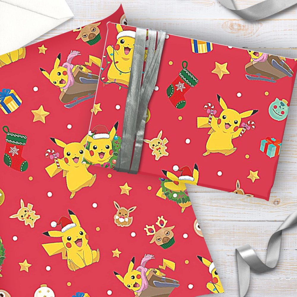 Danilo Promotions Pokemon Wrapping Paper, 4 Sheet 4 Tag Pokemon Wrap, Christmas Pokemon Wrap Sheets, Multi - Image 4
