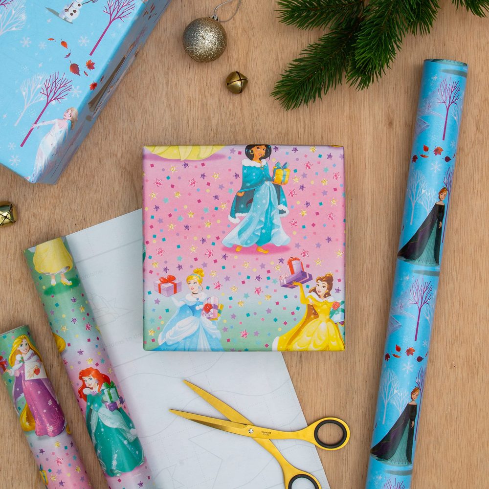 Hallmark Christmas Wrapping Paper, Pack of 3 Disney Princess Gift Wrap, 4M Each, 2 Designs, Frozen, Elsa, Anna, Jasmine, Belle, Snow White, Tiana & Rapunzel - Image 8