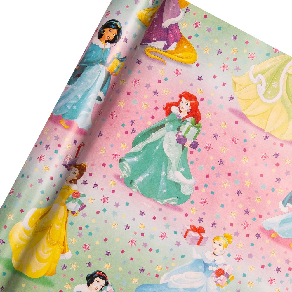 Hallmark Christmas Wrapping Paper, Pack of 3 Disney Princess Gift Wrap, 4M Each, 2 Designs, Frozen, Elsa, Anna, Jasmine, Belle, Snow White, Tiana & Rapunzel - Image 3