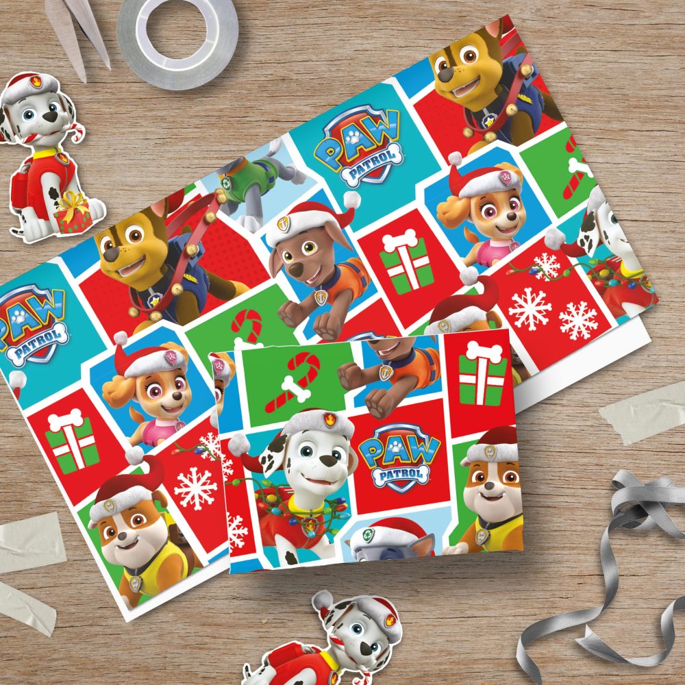 Paw Patrol Christmas Wrapping Paper, 4 Sheet Tag for Gift Wrap, 4 Sheets of Wrapping Paper - Image 3