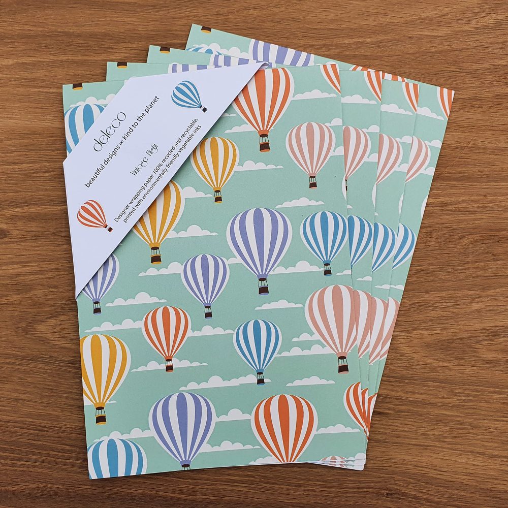 4 x Air Balloon Vintage Eco Wrapping Paper Sheets 70cmx50cm - Premium Recyclable Gift Wrap for Birthday, Father's Day, Retirement, Travel, New Baby, Graduation & more - Image 3