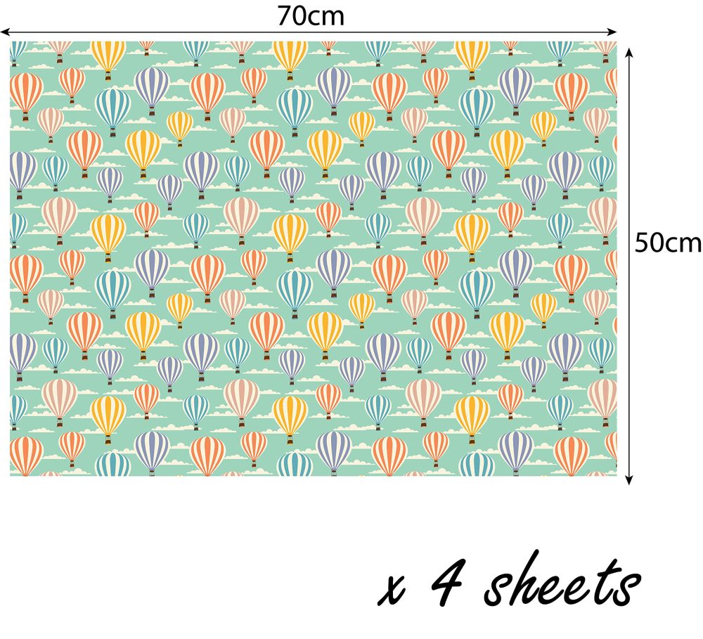4 x Air Balloon Vintage Eco Wrapping Paper Sheets 70cmx50cm - Premium Recyclable Gift Wrap for Birthday, Father's Day, Retirement, Travel, New Baby, Graduation & more - Image 4