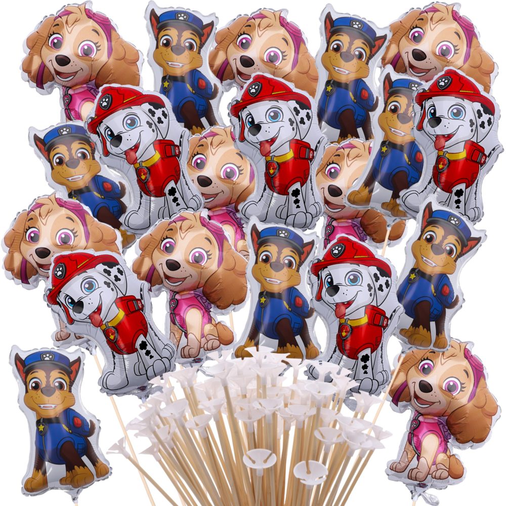 Toyland® Pack Of 20 - Assorted Paw Patrol Character Mini Balloons - Sticks And Cups Included - Birthday Party Decorations